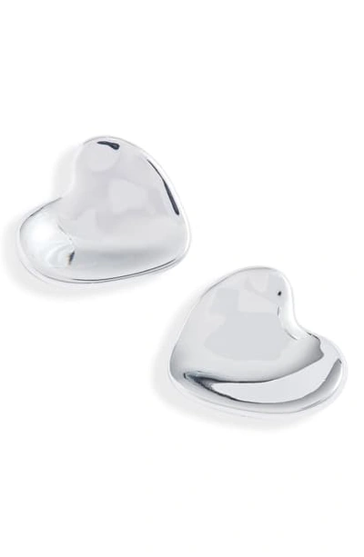Shop Jenny Bird Ophelia Heart Stud Earrings In High Polish Silver