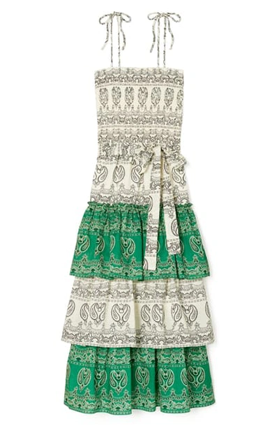 Tory Burch Bandana Print Ruffle Cover-up Dress In Ivory/ Green Americana  Bandana | ModeSens