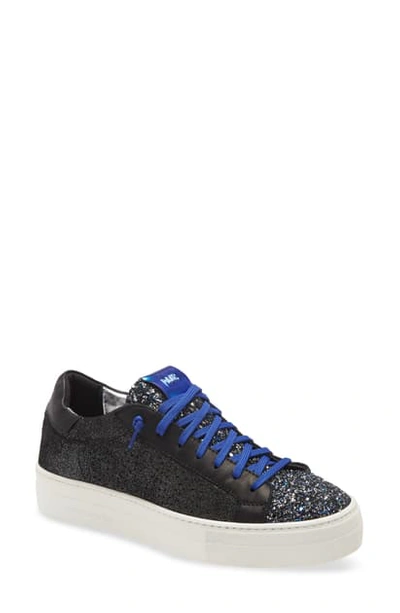 Shop P448 Thea Glitter Platform Sneaker In Black Glitter