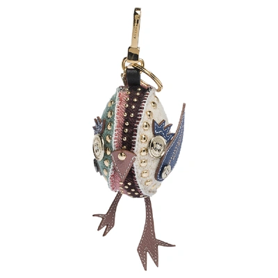 Pre-owned Burberry Derek The Bird Multicolor Wool And Leather Embellished Bag Charm