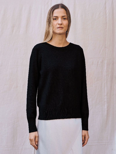 Shop White + Warren Essential Cashmere Sweatshirt In Black