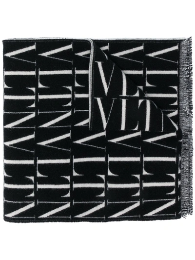 Shop Valentino Logo Scarf In Black