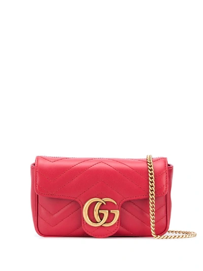 Shop Gucci Gg Marmont Leather Mini Bag In Red