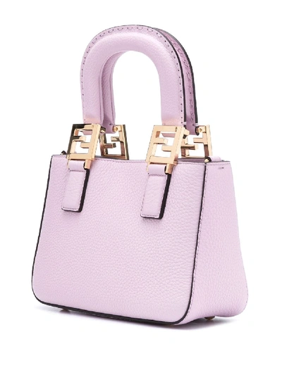 Shop Fendi Ff Mini Tote Leather Bag In Pink