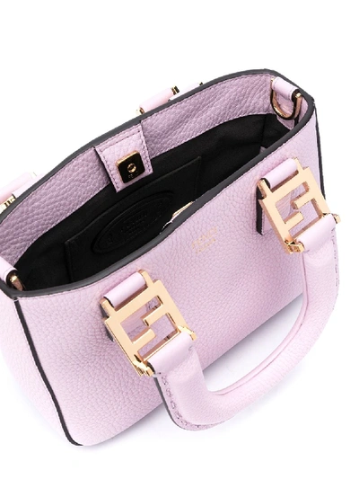 Shop Fendi Ff Mini Tote Leather Bag In Pink