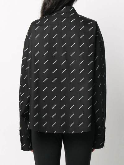 Shop Balenciaga Allover Logo Cotton Shirt In Black