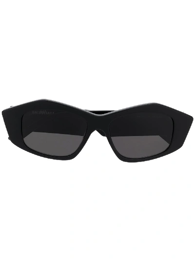 Shop Balenciaga Cut Square Sunglasses In Black