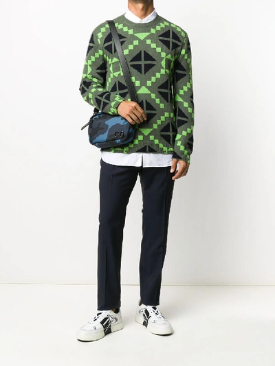 Shop Valentino Crewneck Sweater In Green