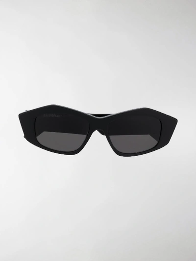 Shop Balenciaga Cut Square Sunglasses In Black