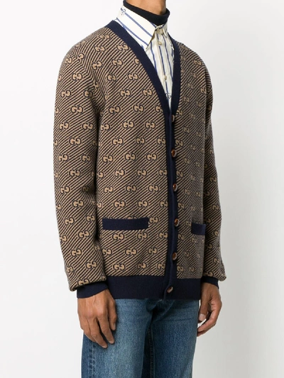 Shop Gucci Oversized Wool Cardigan In Blue