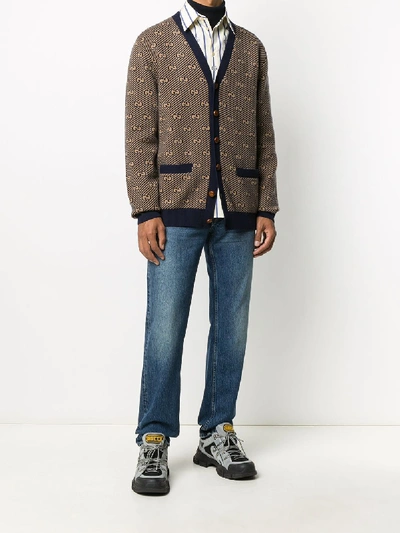 Shop Gucci Oversized Wool Cardigan In Blue