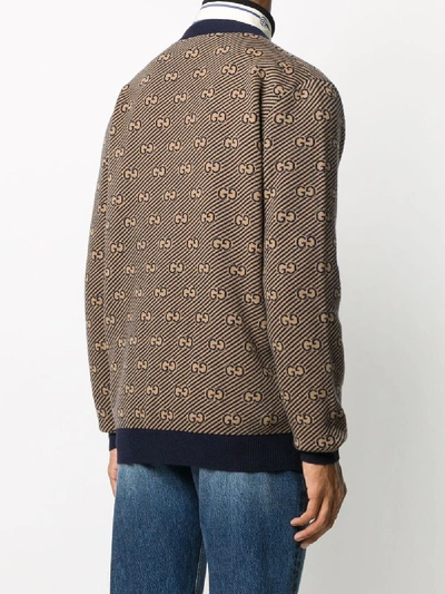 Shop Gucci Oversized Wool Cardigan In Blue