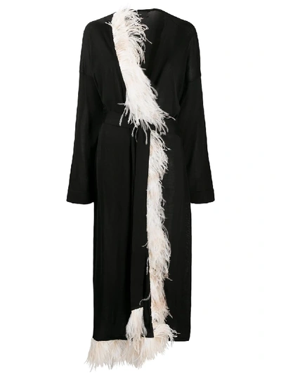 Shop Alanui Feather Trim Silk Jacket In Black
