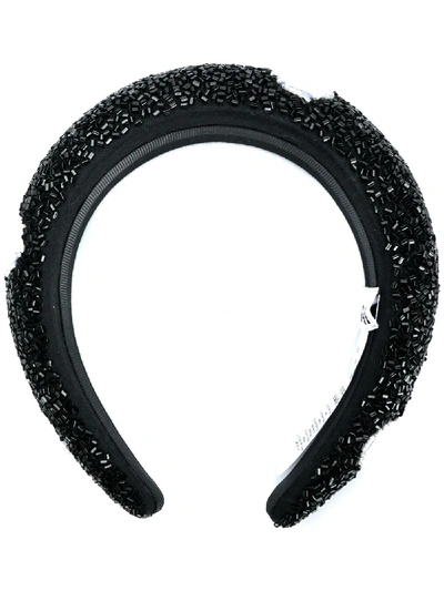 Shop Ganni Polka Dots Hairband In Black