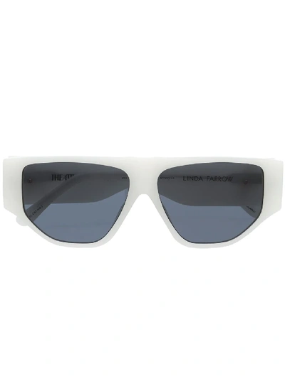 Shop Attico X Linda Farrow Squared Sunglasses In White