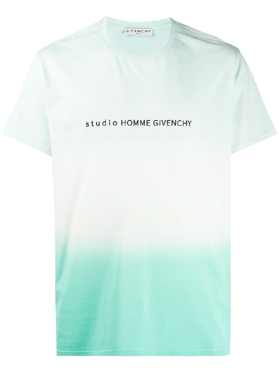 Shop Givenchy Logo Print Dégradé-effect T-shirt In Green