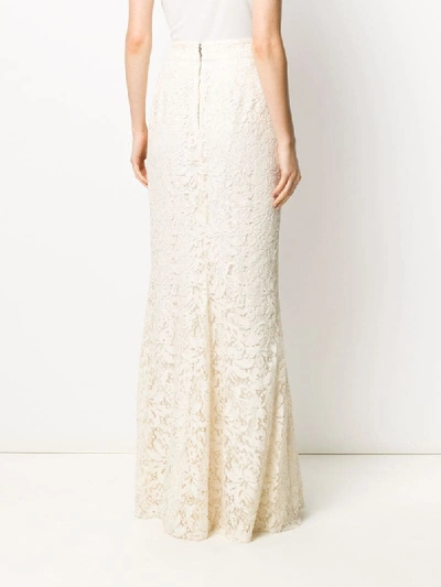 Shop Dolce & Gabbana Lace Long Skirt In Neutrals