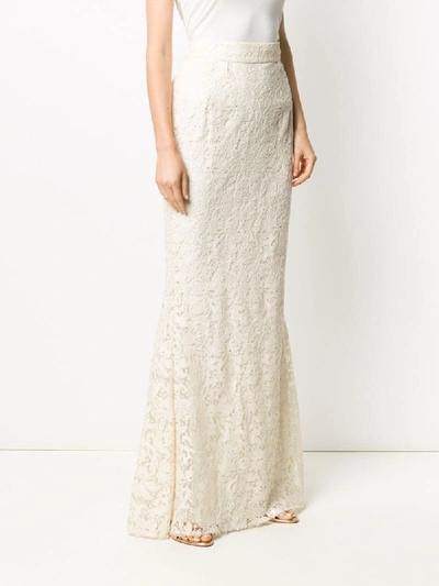 Shop Dolce & Gabbana Lace Long Skirt In Neutrals