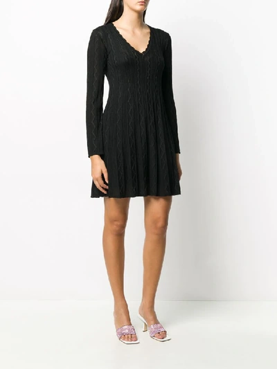 Shop M Missoni Fine-knit Mini Dress In Black