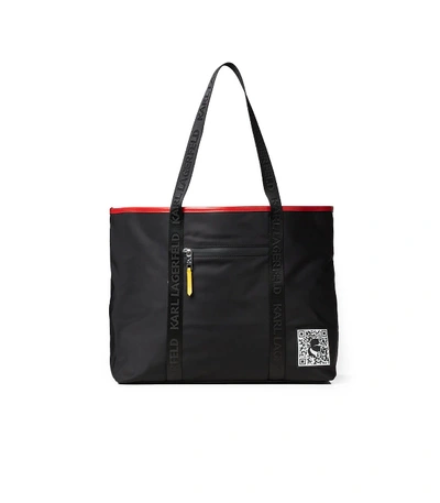 Shop Karl Lagerfeld K/pixel Black Nylon Shopping Bag In Nero (black)