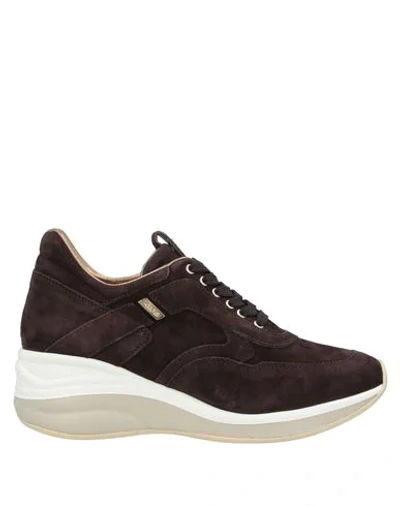 Shop Cesare Paciotti 4us Sneakers In Dark Brown