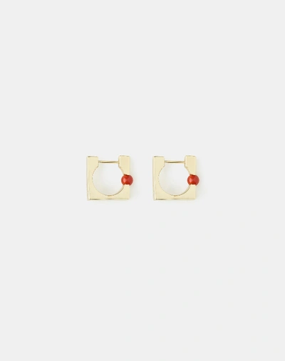 Shop Lafayette 148 Stone Huggie Earring In Carnelian,gold