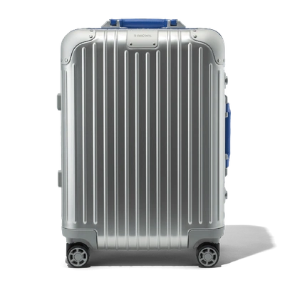 Shop Rimowa Original Cabin Twist Suitcase In Silver And Blue - Aluminium - 21,7x15,8x9,1 In Silver & Blue