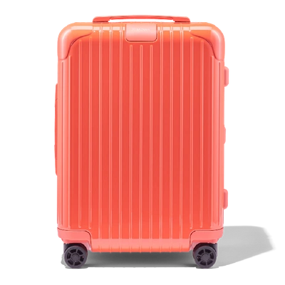 Shop Rimowa Essential Cabin Carry-on Suitcase In Coral Red - Polycarbonate - 21,7x15,8x9,1 In Coral_gloss