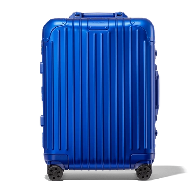 Shop Rimowa Original Cabin Carry-on Suitcase In Marine Blue - Aluminium - 21,7x15,8x9,1 In Azure Blue