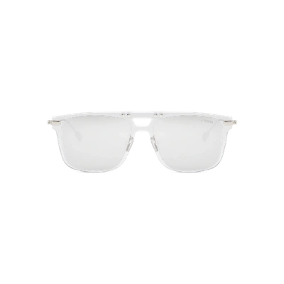 Shop Rimowa Square Crystal White Mirrored Sunglasses In Squarewhite_bridge