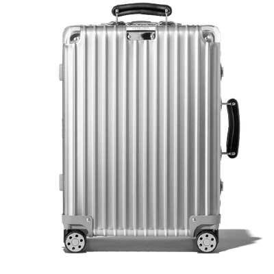 Shop Rimowa Classic Cabin Carry-on Suitcase In Silver - Classic_aluminium - 21,7x15,8x9,1 - Customisable Luggage