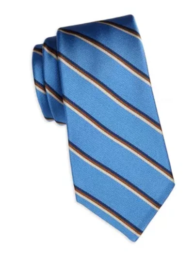 Shop Kiton Men's Striped Silk Tie In Light Blue