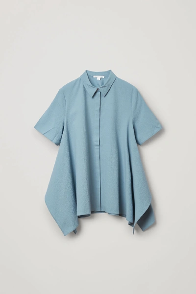 Shop Cos Organic Cotton Cut Drape Shirt In Turquoise