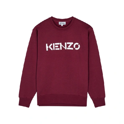 Shop Kenzo Dark Red Logo-print Cotton Sweatshirt