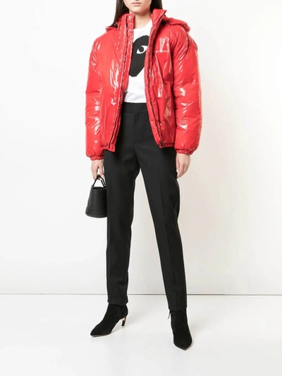 Shop Givenchy Hooded Puffer Coat Red