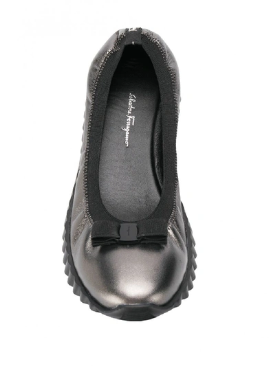Shop Ferragamo Dolly Leather Slip On Sneakers In Black