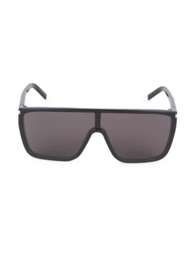 Shop Saint Laurent 99mm Mask Sunglasses In Black