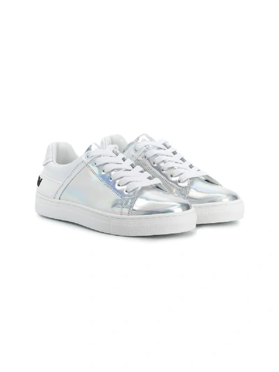 Shop Balmain Metallic Low-top Sneakers In White