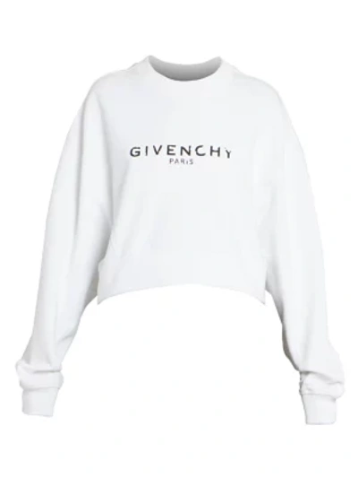 Shop Givenchy Cropped Logo Sweatshirt In White