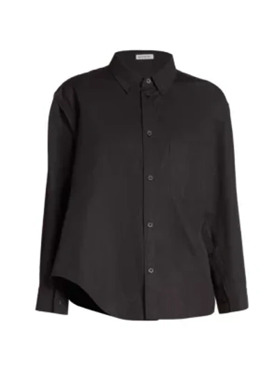 Shop Balenciaga Women's Twisted Poplin Shirt In Noir