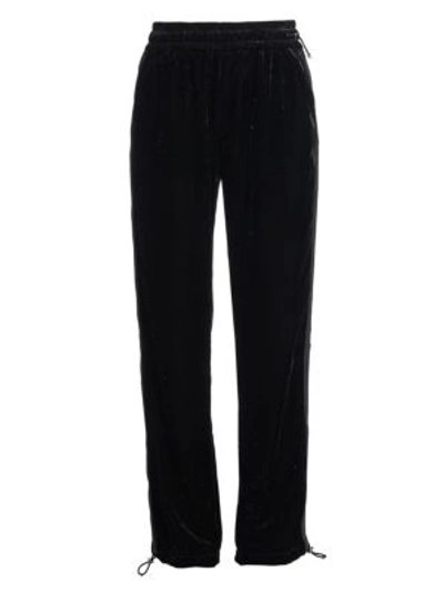 Shop Moncler Glitter Velvet Sweatpants In Black