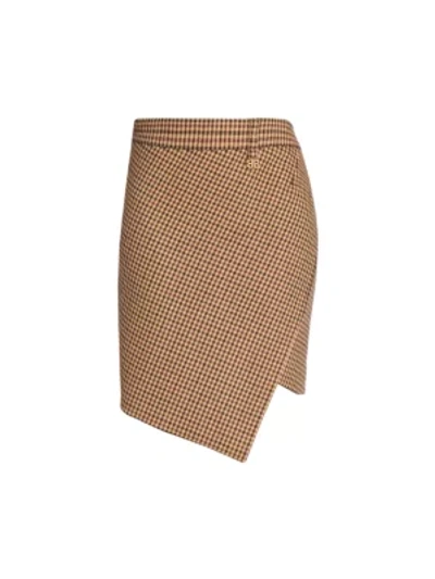 Shop Balenciaga Twisted Plaid Mini Skirt In Beige Multi