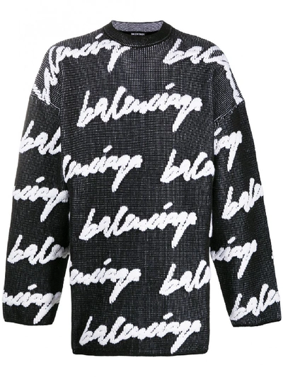 Shop Balenciaga Maglia In Cotone Misto Lana In Black