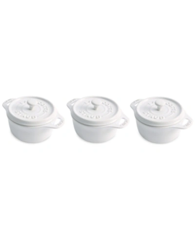 Shop Staub 3 Piece Ceramic Mini Cocotte Set In White