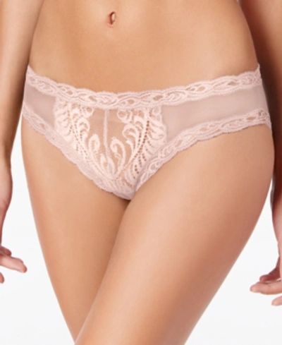 Shop Natori Feathers Low-rise Sheer Hipster Underwear 753023 In Cameo Rose (nude 4)