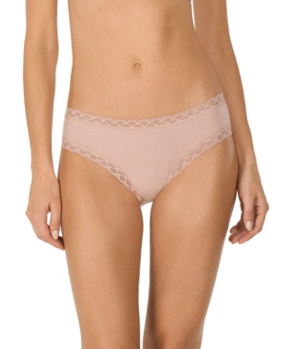 Shop Natori Bliss Lace-trim Cotton Brief Underwear 156058 In Rose Beige (nude 4)