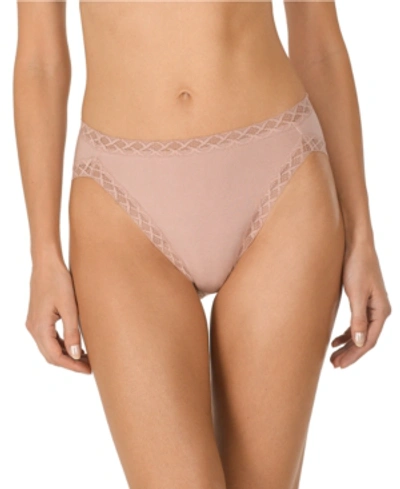 Shop Natori Bliss Lace-trim Cotton French-cut Brief Underwear 152058 In Rose Beige (nude 4)