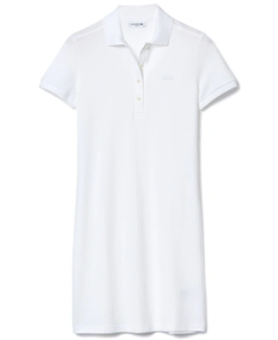 Shop Lacoste Slim-fit Stretch Pique Polo Dress In White