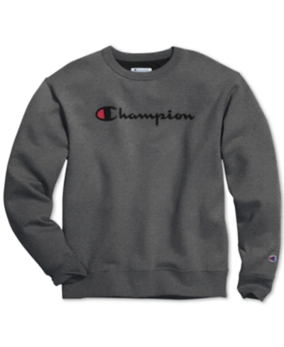 Shop Champion Men's Powerblend Fleece Logo Sweatshirt In Granite