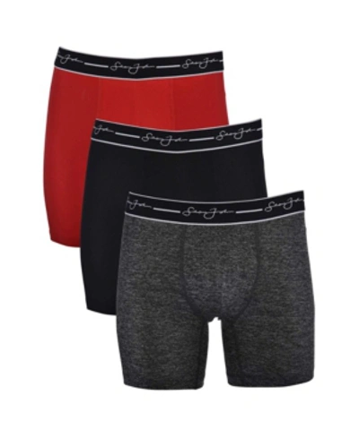 Shop Sean John Men's Performance Boxer Brief, Pack Of 3 In Black, Red, Charcoal